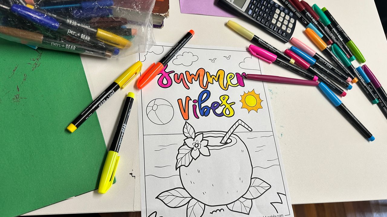 A coloring sheet inside the classroom at Gracehaven's residential complex where female sex trafficking survivors between the ages of 11 and 17 can receive stabilization care. (Spectrum News 1/Jenna Jordan) 