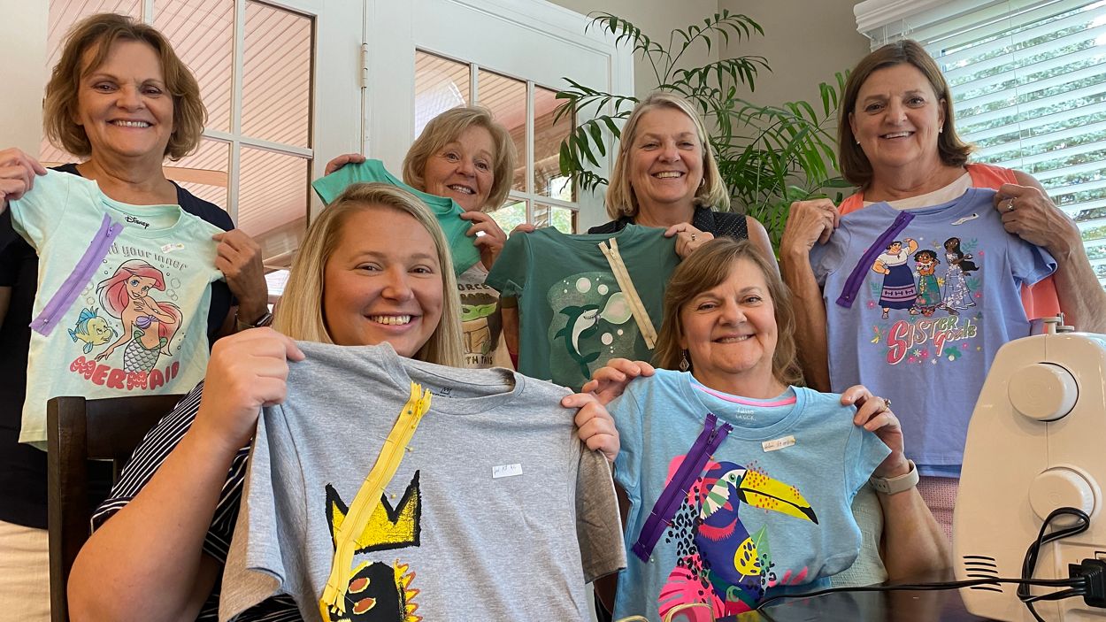 Grand Tees Sew Zippers on Shirts for kid cancer patients