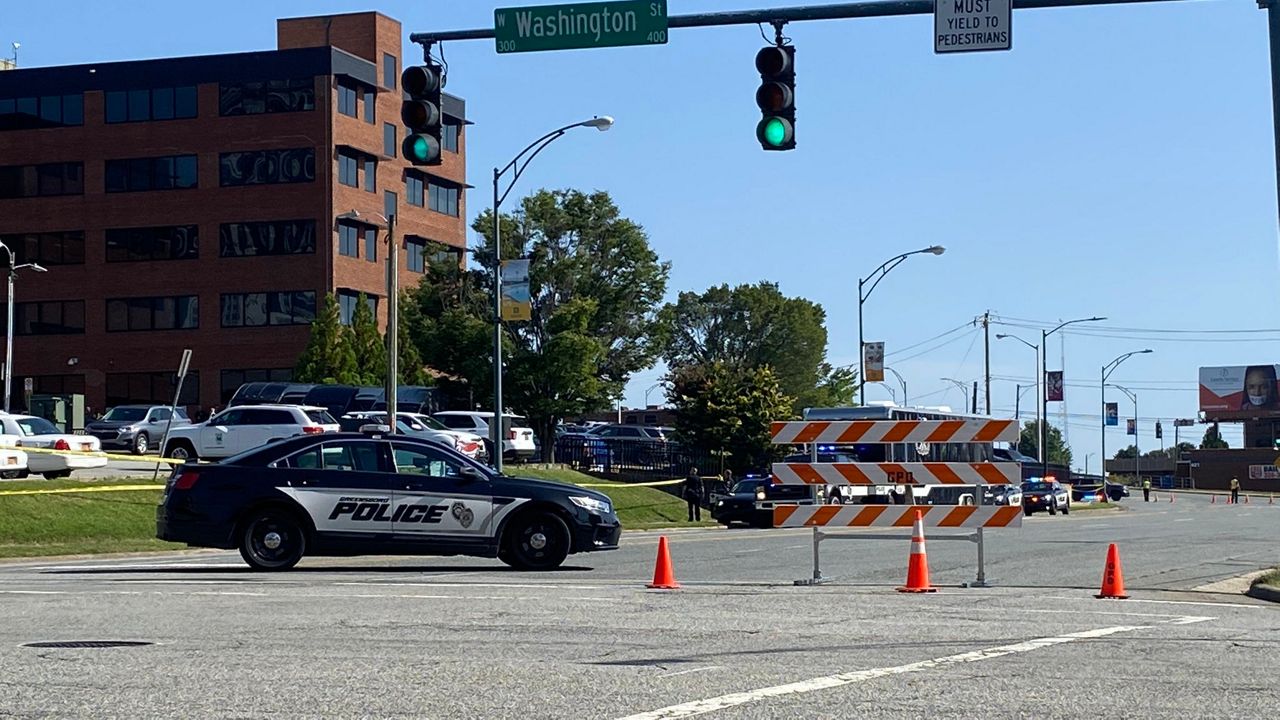 Greensboro, North Carolina, police say there was a shooting near the police station in downtown. 