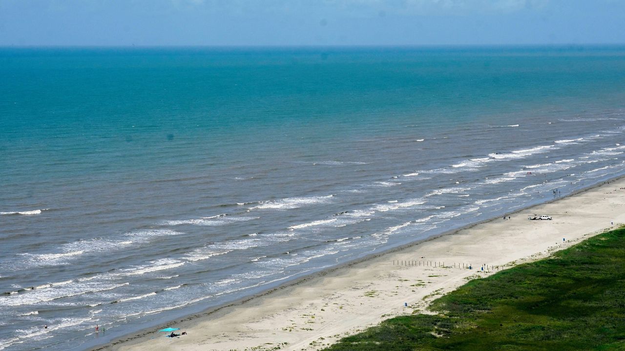 The water in the Gulf of Mexico appears bluer than usual off of East Beach, Saturday, June 24, 2023, in Galveston, Texas. (Jill Karnicki/Houston Chronicle via AP, File)