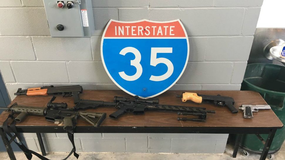 Stolen weapons recovered following a police pursuit in Round Rock, Texas. (Williams County Sheriff Robert Chody/Twitter)