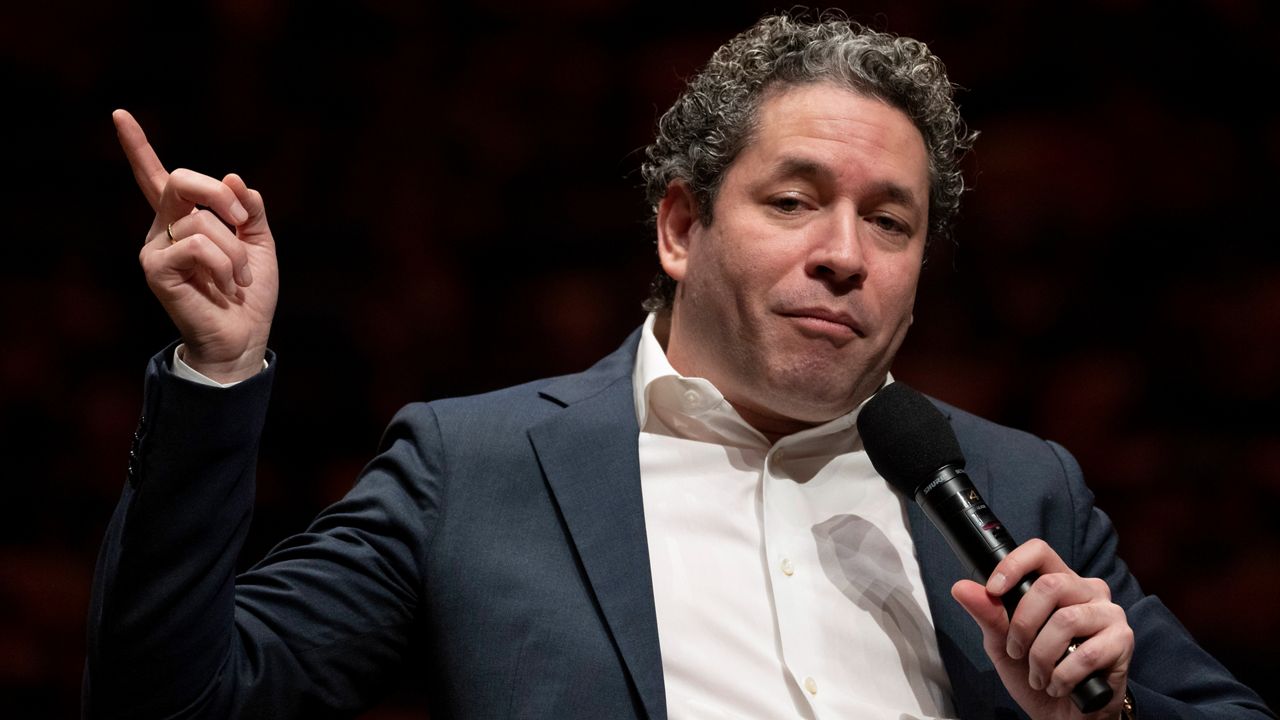 Gustavo Dudamel is introduced as the New York Philharmonic's 27th music and artistic director on Monday, Feb. 20, 2023 at Lincoln Center for the Performing Arts in New York.