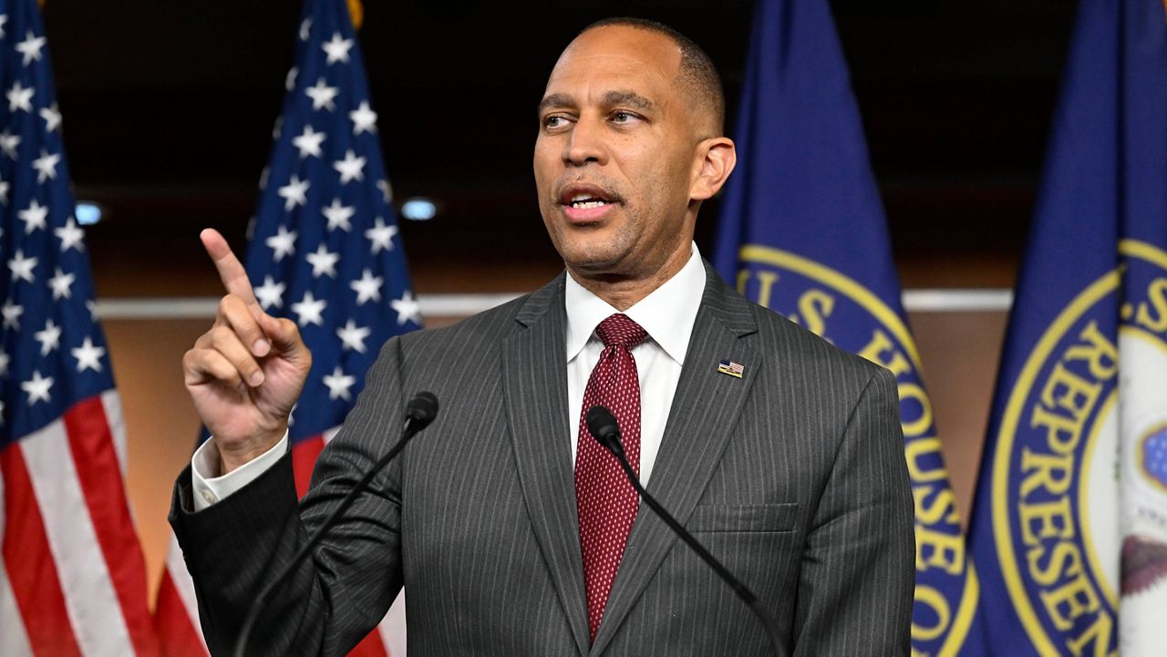 House Minority Leader Rep. Hakeem Jeffries, D-N.Y., speaks at his weekly press conference on Capitol Hill, Thursday, July 11, 2024 in Washington. (AP Photo/John McDonnell)