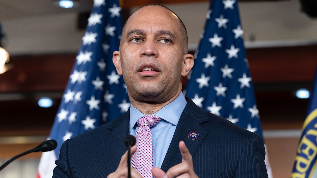 House Democratic Caucus Chair Hakeem Jeffries, D-N.Y., speaks during a news conference, Wednesday, May 12, 2021, on Capitol Hill in Washington. (AP Photo/Jacquelyn Martin)