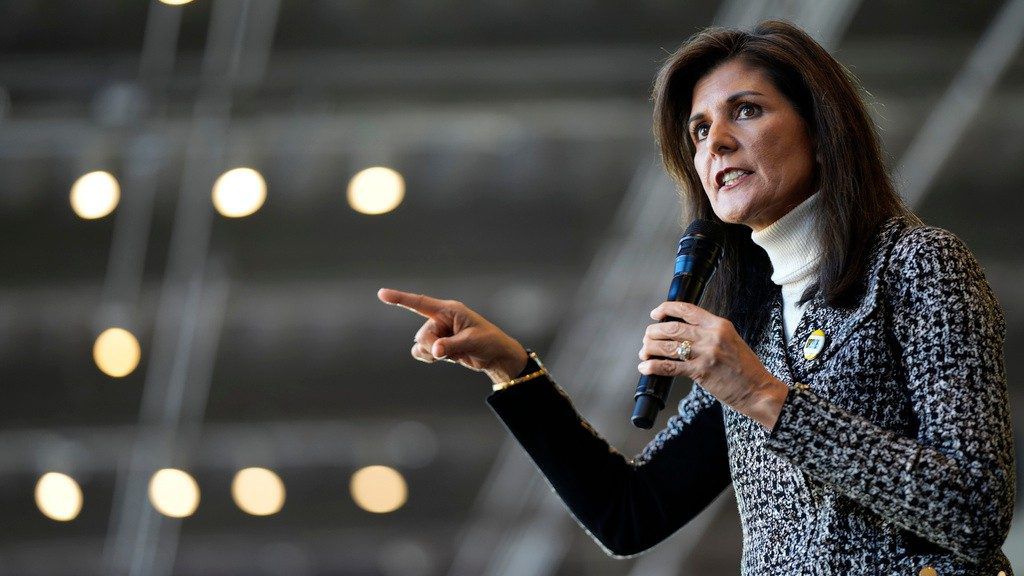 Republican presidential candidate Nikki Haley speaks during a campaign stop, Saturday, Dec. 30, 2023, in Coralville, Iowa. (AP Photo/Charlie Neibergall)