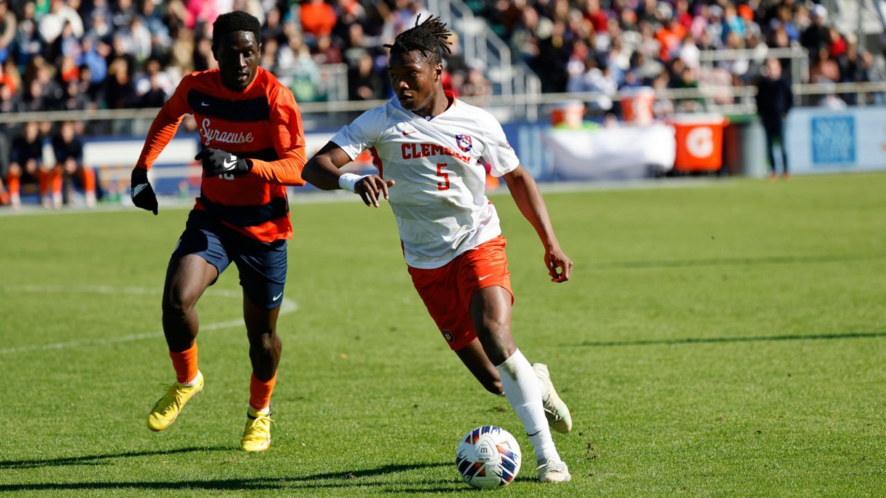 Hamady Diop, right, helped Clemson win the NCAA Division I championship in 2021. (Photo courtesy of Major League Soccer)