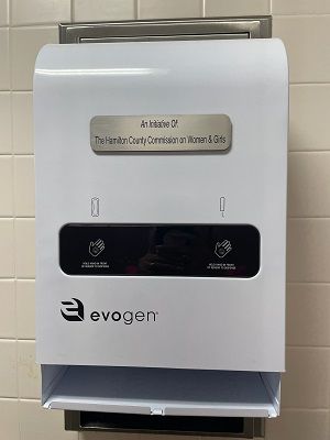 Hamilton County purchased 110 period product dispensers for use in county-owned buildings. The county plans to expand the program upon requests from specific agencies. (Photo courtesy of Hamilton County)