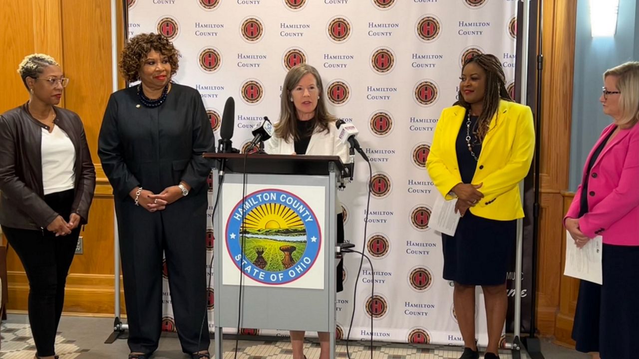 Hamilton County Commissioners announce a new program to provide free period products in public restrooms at county-owned buildings. (Casey Weldon/Spectrum News 1)