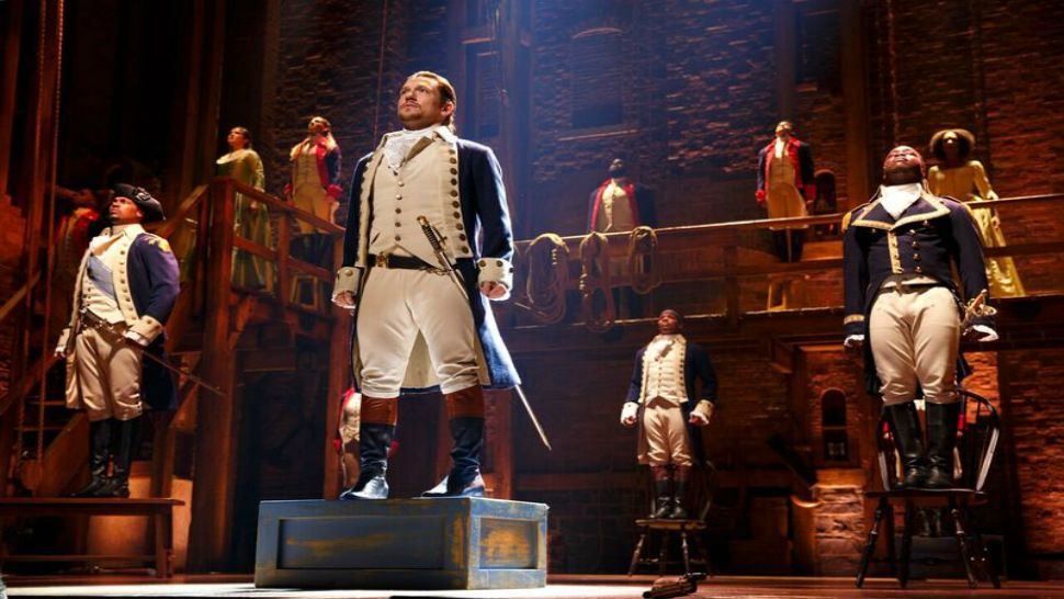 A scene from the Chicago touring production of "Hamilton" appears in this file image. (Spectrum News/File)