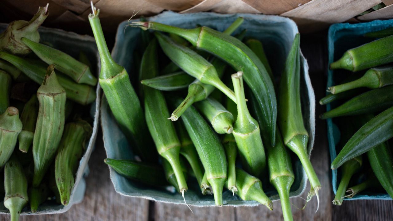 Okra is among the "summer crops" harvested this month in the Bay area. (Image by Andi Whiskey via Unsplash)