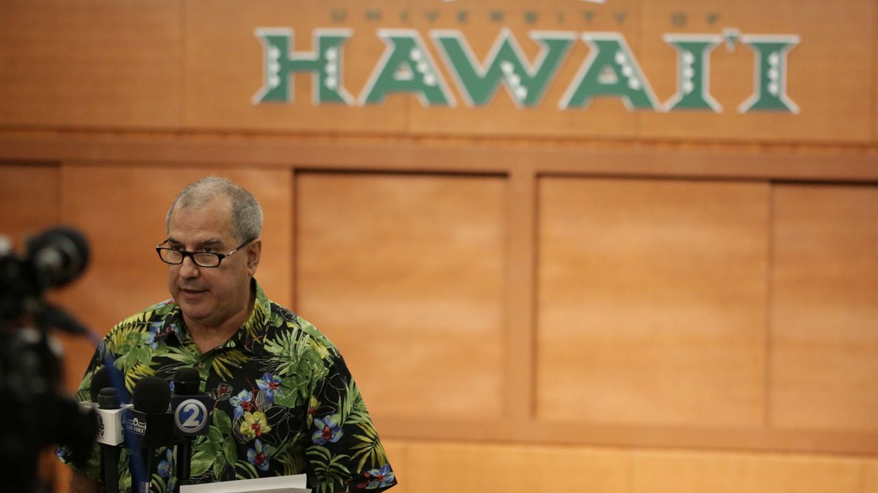 UH Manoa Athletic Director David Matlin spoke at a news conference Jan. 5 to discuss his stepping down from the program.