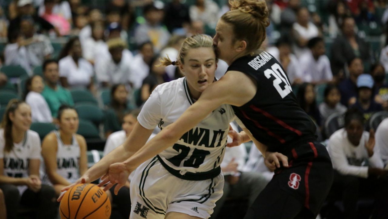 Rainbow Wahine guard McKenna Haire, seen against Stanford in November, had her most productive back-to-back games of her two-year Rainbow Wahine career at Long Beach State and CSUN.