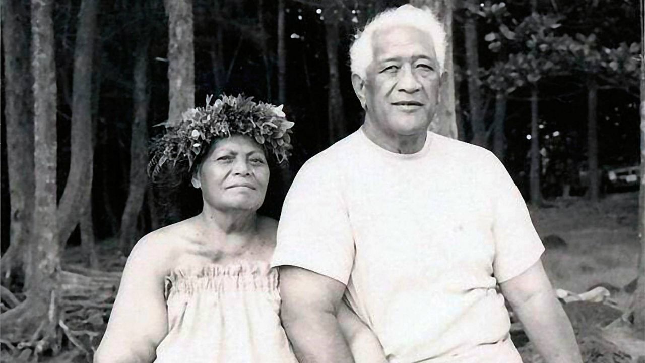 This undated photo provided by Edith Kanaka‘ole Foundation shows the late Native Hawaiian hula teacher Edith Kanaka‘ole and her husband Luka Kanaka‘ole. Kanaka‘ole is among five women who will be individually featured on a U.S. quarter next year as part of a program that depicts notable women on the flip side of the coin. (Edith Kanaka‘ole Foundation via AP)