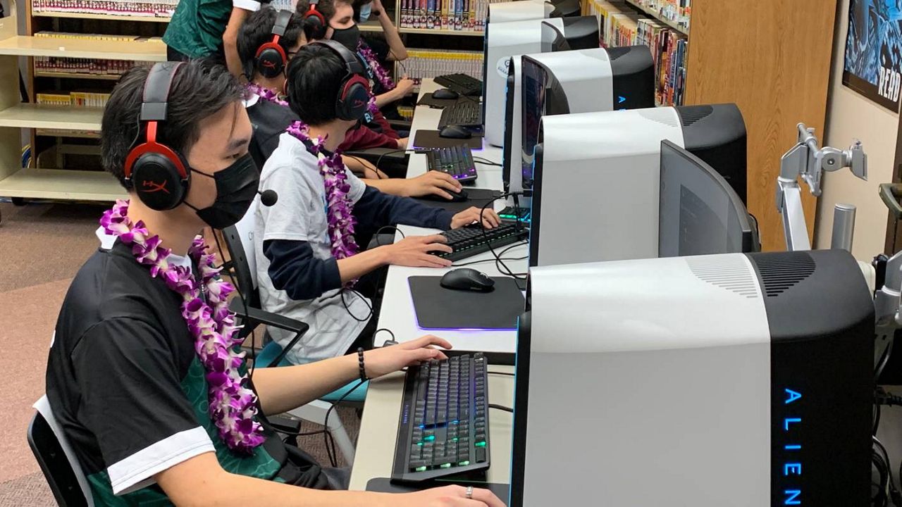 Volunteers from the esports programs of the University of Hawaii System and Hawaii Pacific University played an exhibition of League of Legends to showcase the potential of the new TRUE Esports + Tech Lab at the Waipahu Public Library on July 14.