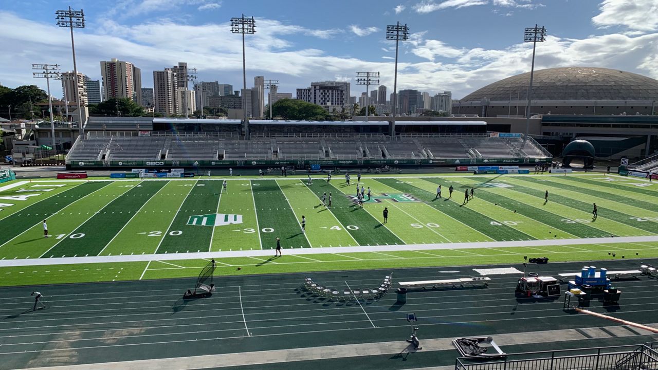 The University of Hawaii had planned a further buildout of the makai sideline seats of the Clarence T.C. Ching Athletics Complex, but those plans have been tabled for at least a year due to rising construction costs and a lack of funding.