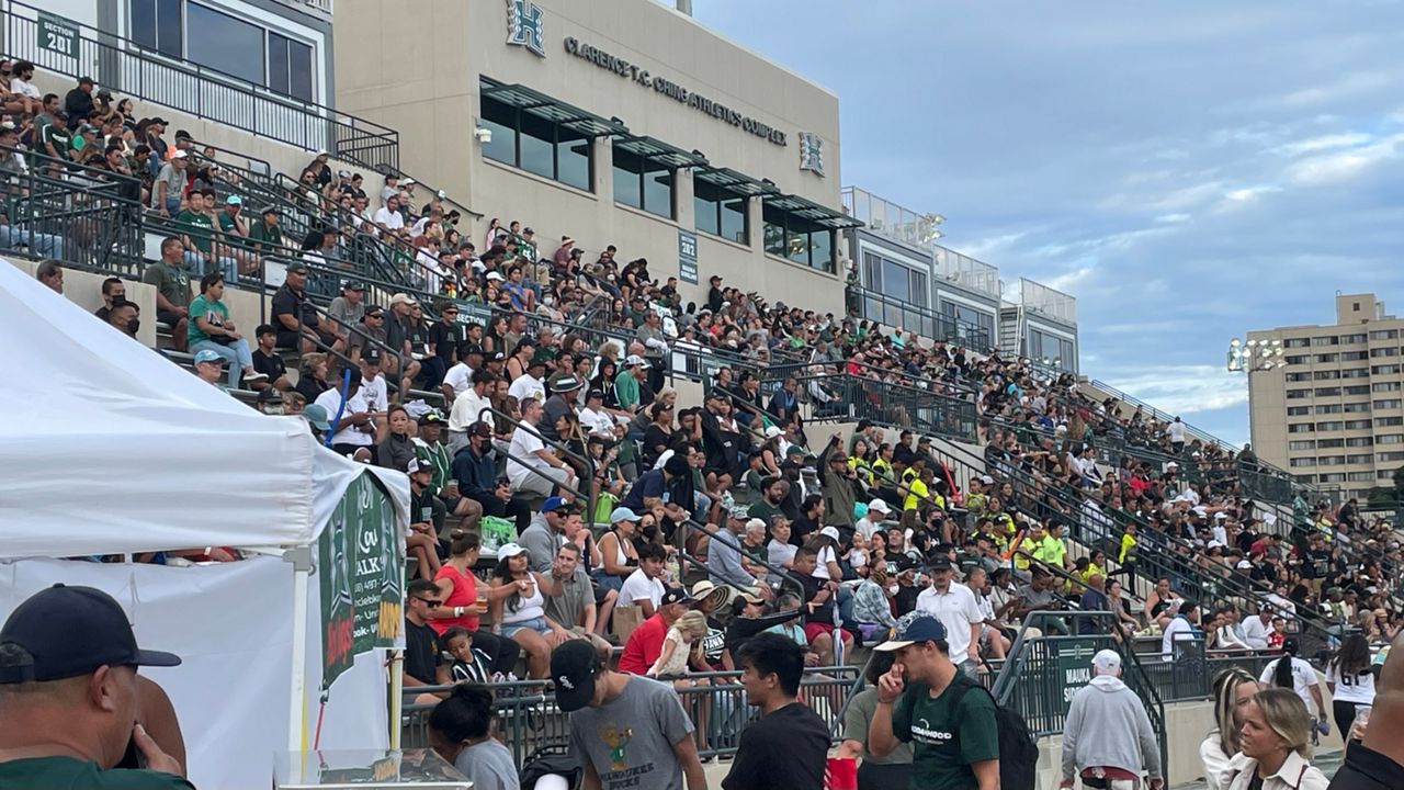 Fans packed the Clarence T.C. Ching Athletics Complex stands for the Hawaii football spring game in April.