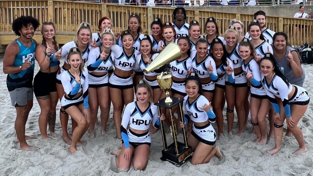 Hawaii Pacific University's cheerleading team at National Cheerleading Association's national championships at Daytona, Fla. 