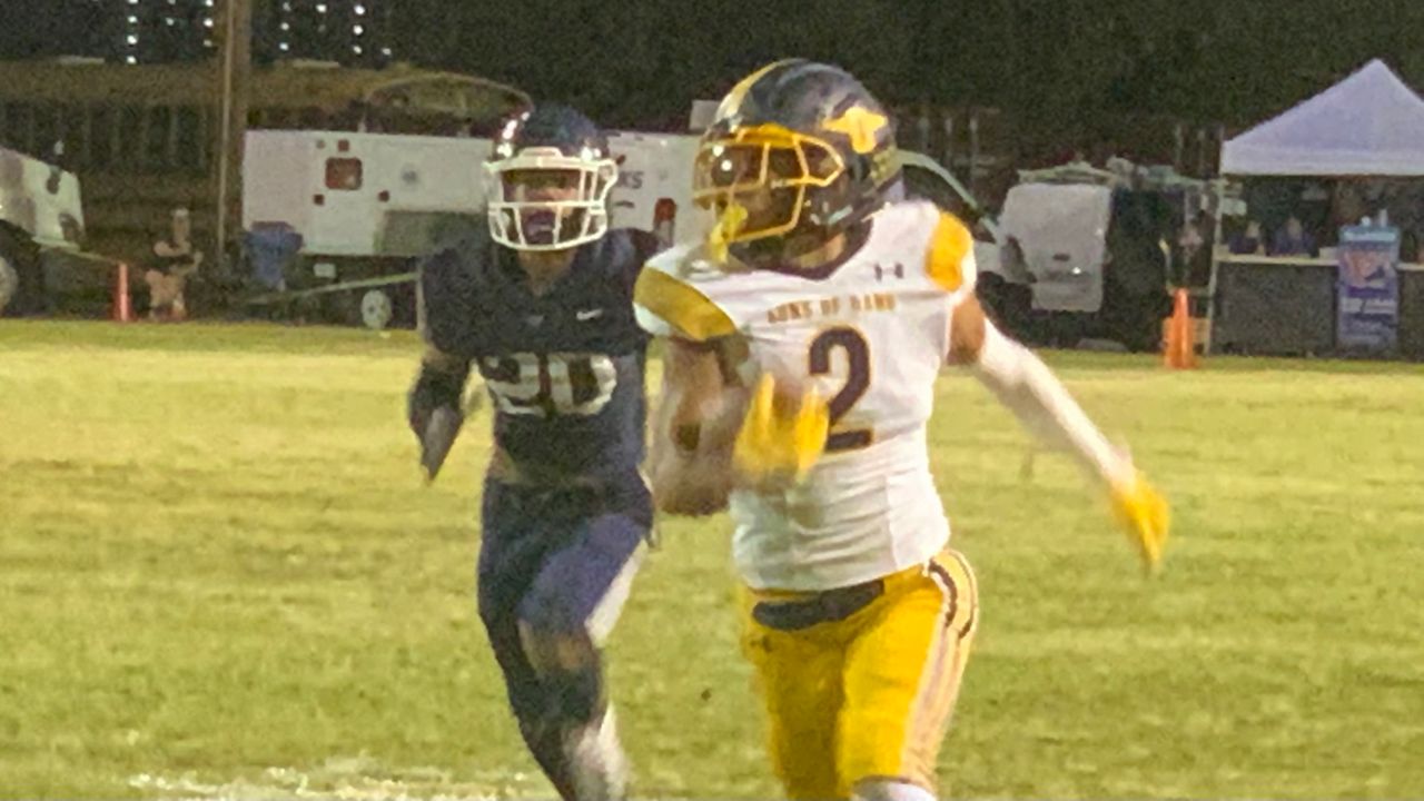 Punahou receiver Astin Hange sprinted away from the Waianae secondary in the second quarter of a 52-7 win by the visiting Buffanblu on Friday night.