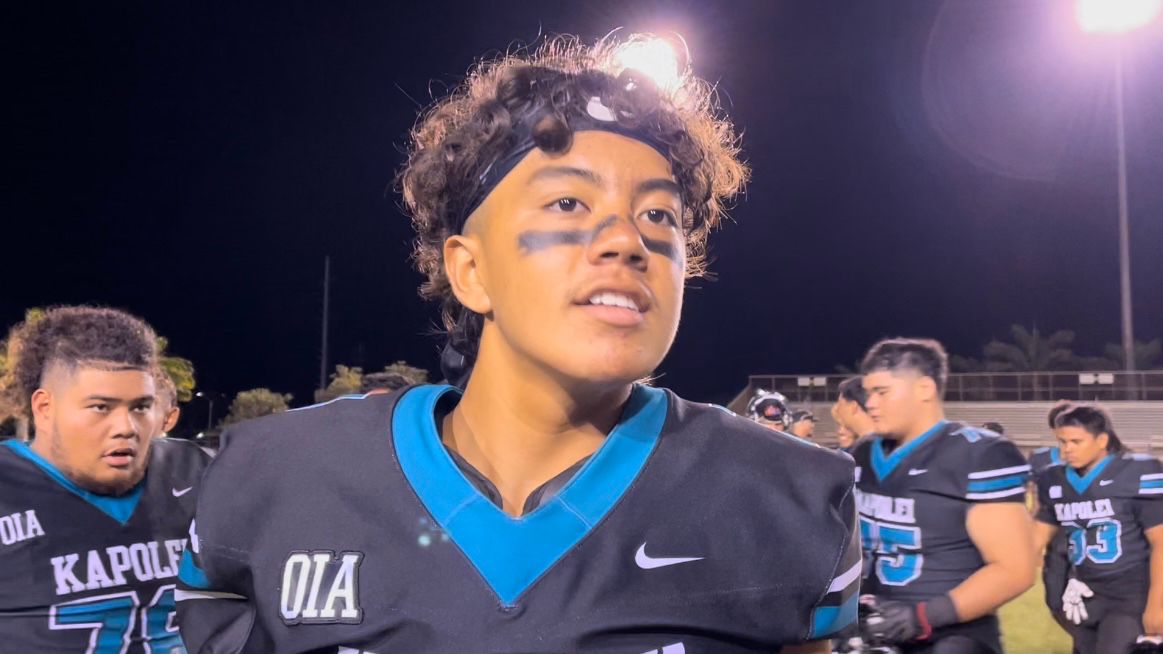 Kapolei sophomore quarterback Tama Amisone accounted for five touchdowns in the Hurricanes' 42-0 shutout of Farrington on Friday.