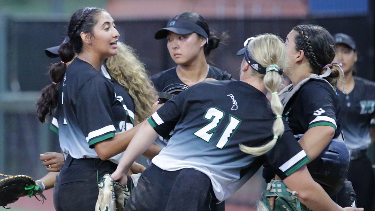 Hawaii ace Brianna Lopez, left, was chased after recording just one out as UH got swept by CSUN in Saturday's doubleheader in Northridge, Calif.