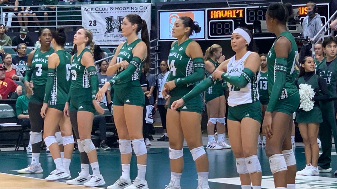 The Hawaii women's volleyball team, seen Friday against USC, regrouped Saturday after dropping the first two sets to the Trojans and won in five.