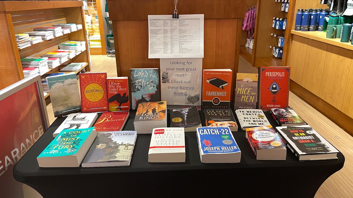 Holyoke Community College displaying banned books