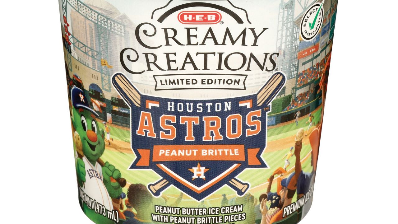 H-E-B introduces its Creamy Creations Houston Astros Peanut Brittle ice cream. (H-E-B)