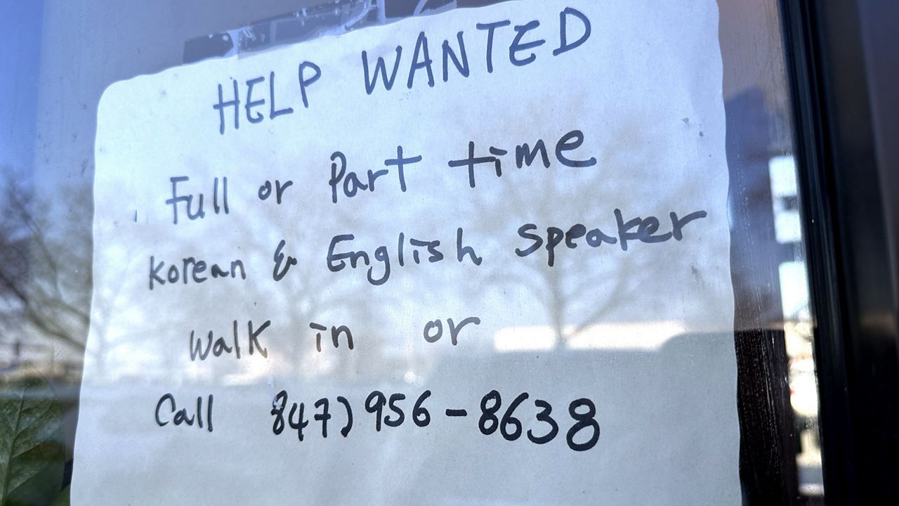  A hiring sign is displayed at a restaurant in Mount Prospect, Ill., Feb. 1, 2024. (AP Photo/Nam Y. Huh, File)