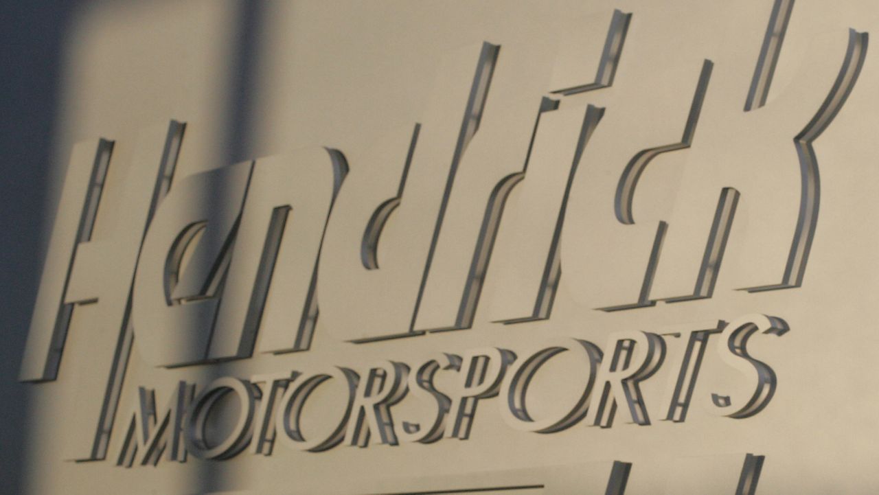 The Hendrick Motorsports logo is seen at the organization's facility in Concord, North Carolina. (AP file photo)