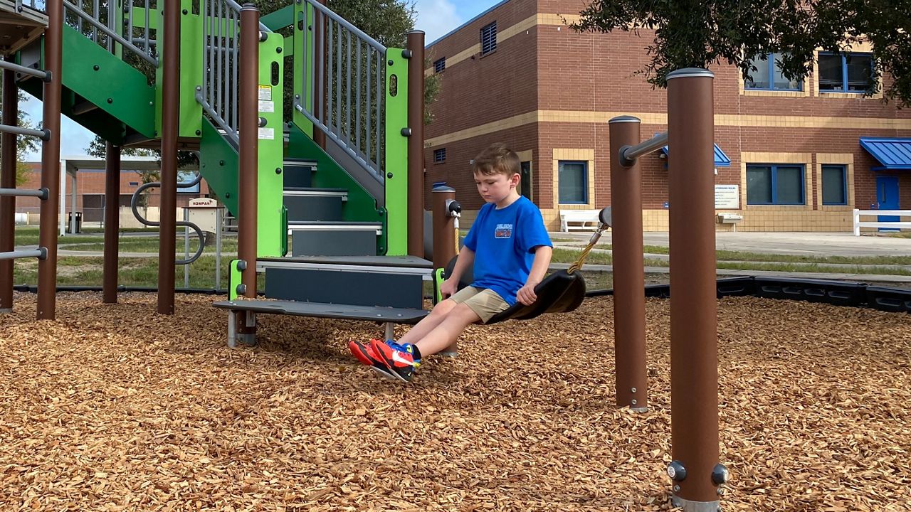Nathan Tormey, 6, is back on the playground and Challenger K-8 after being saved from choking by a school resource officer. (Spectrum News/Katya Guillaume)