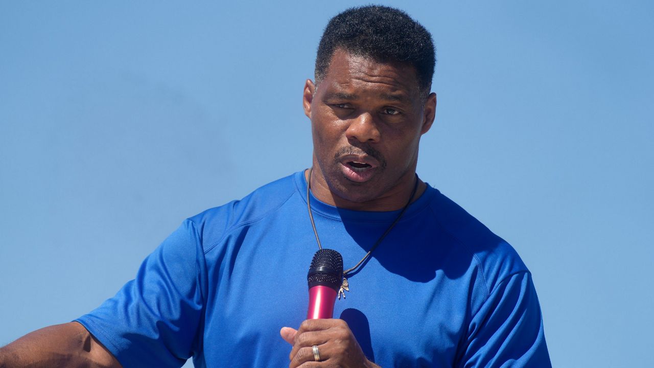 Georgia U.S. Senate candidate Herschel Walker speaks during a campaign stop at Battle Lumber Co. in Wadley, Ga., on Oct. 6. (AP Photo/Meg Kinnard, File)