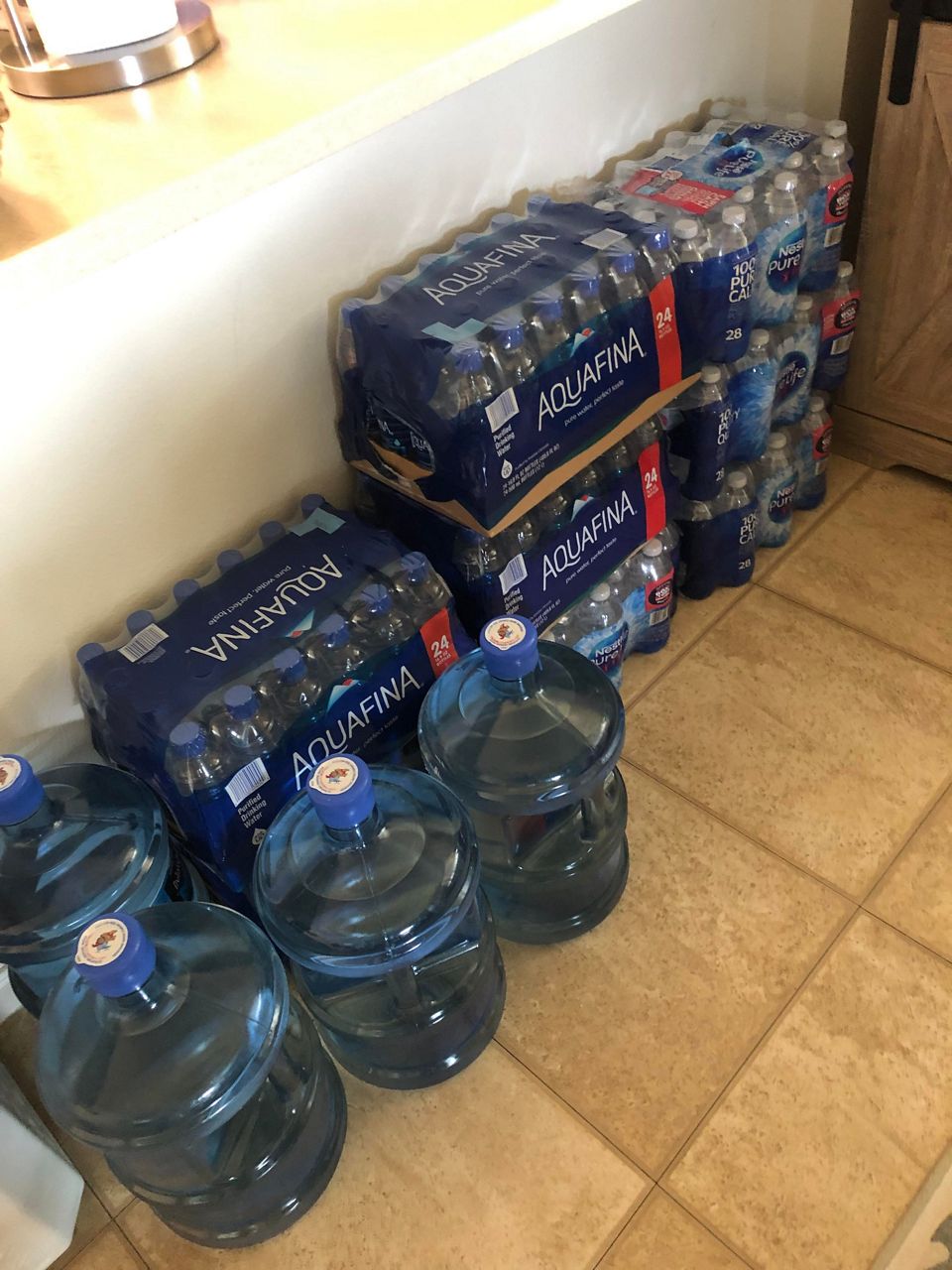 This photo shows the bottled water that Hanna Rippetue's family uses to do dishes and bathe. (Courtesy Hanna Rippetue)