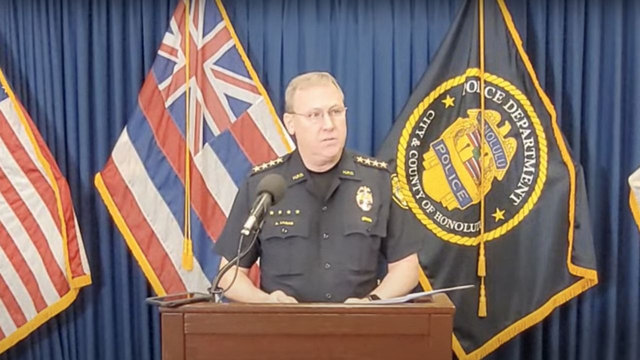 HPD chief Arthur "Joe" Logan provided updates on two officers who were recently hurt in traffic incidents. (Screen capture from HPD YouTube)