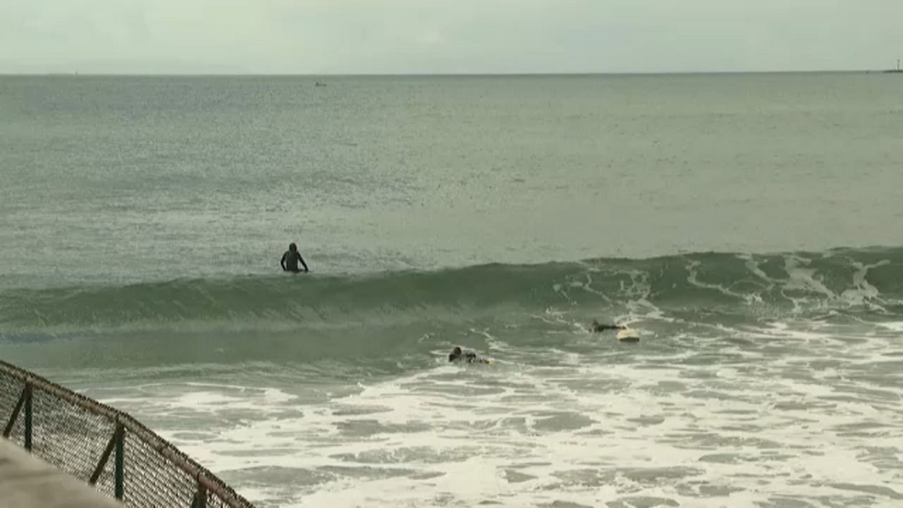 High surf pounding the SoCal coast.