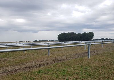 Installation of materials needed to build a solar array at a farm in Highland County, Ohio (Spectrum News/Casey Weldon)