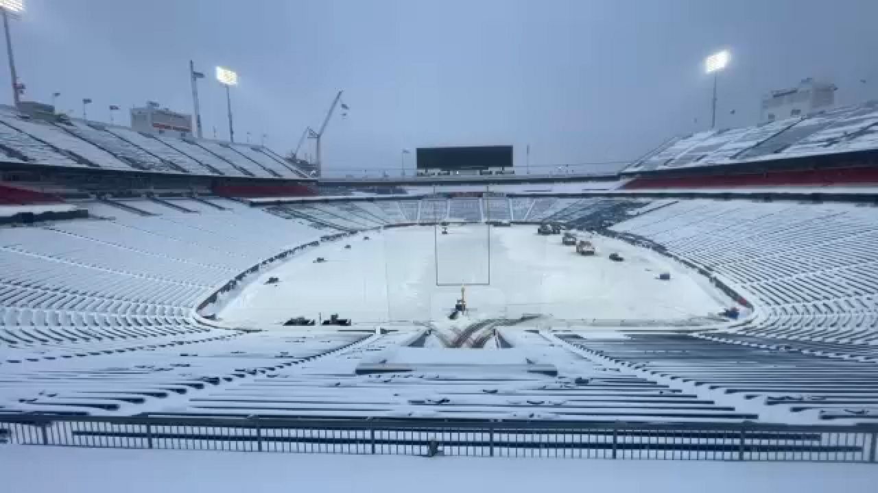 Volunteers were doing whatever they could to help the Bills by shoveling snow and clearing seats at Highmark Stadium (Spectrum News 1).