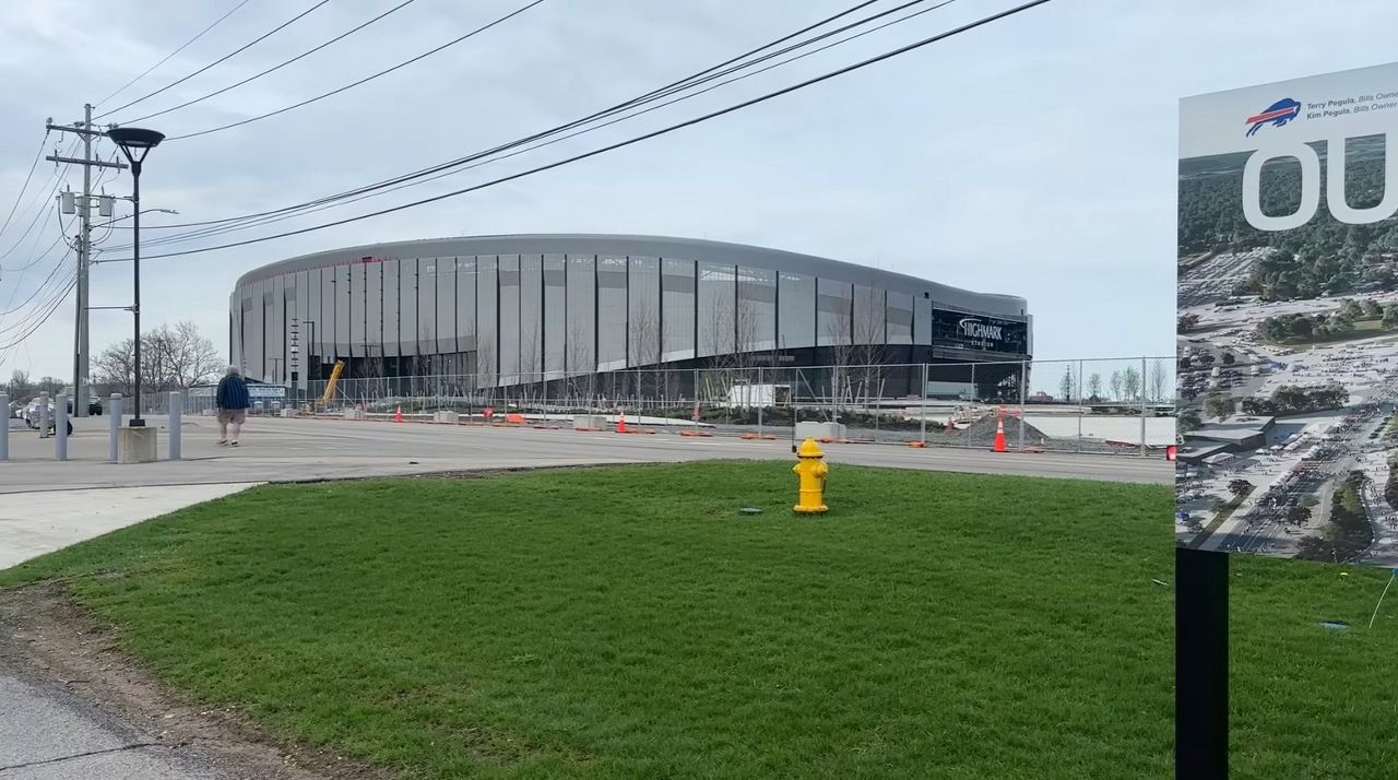 Highmark Stadium sign installed at future home of the Bills