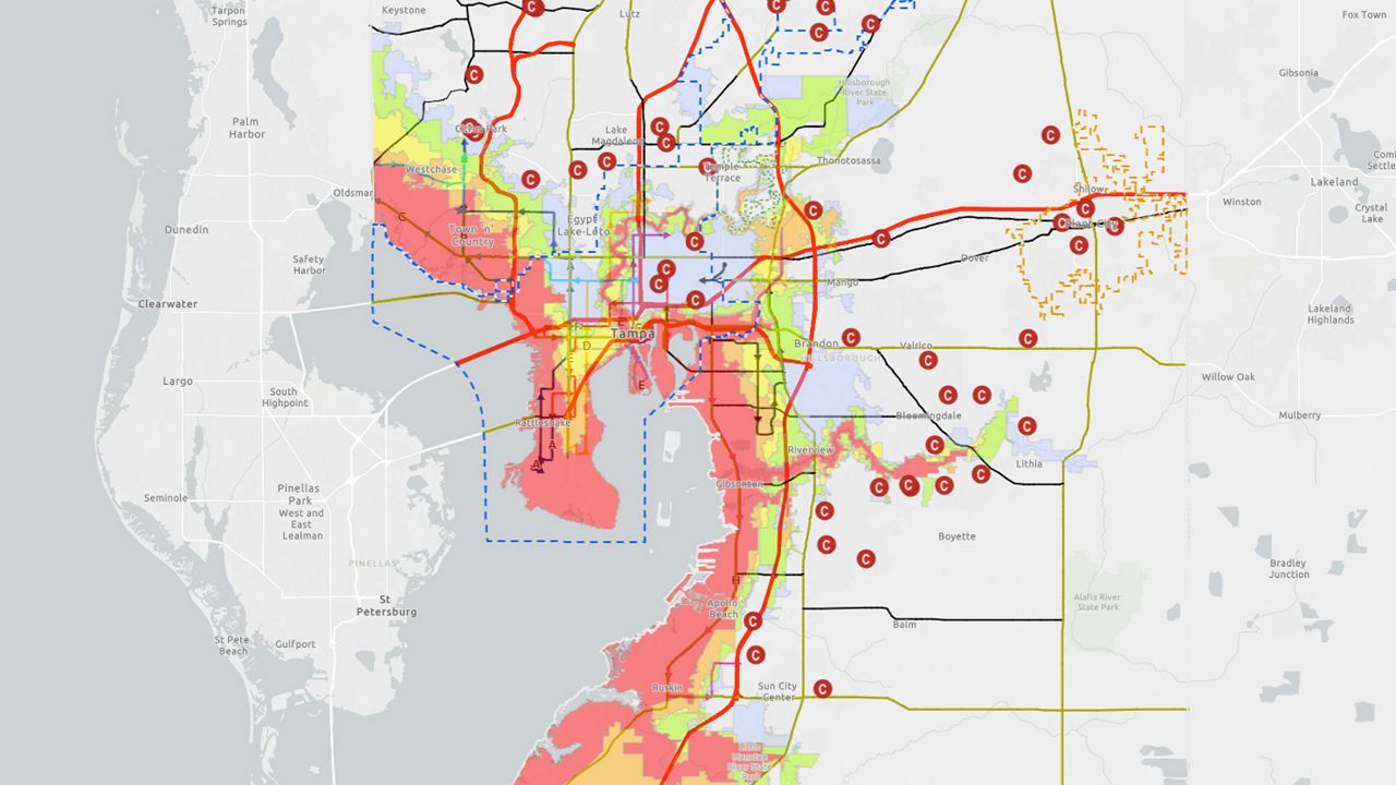 About 75,000 Hillsborough County residents are in an evacuation zone for the first time. Another 55,000 residents who were previously in an evacuation zone are now outside that area. (Hillsborough County)