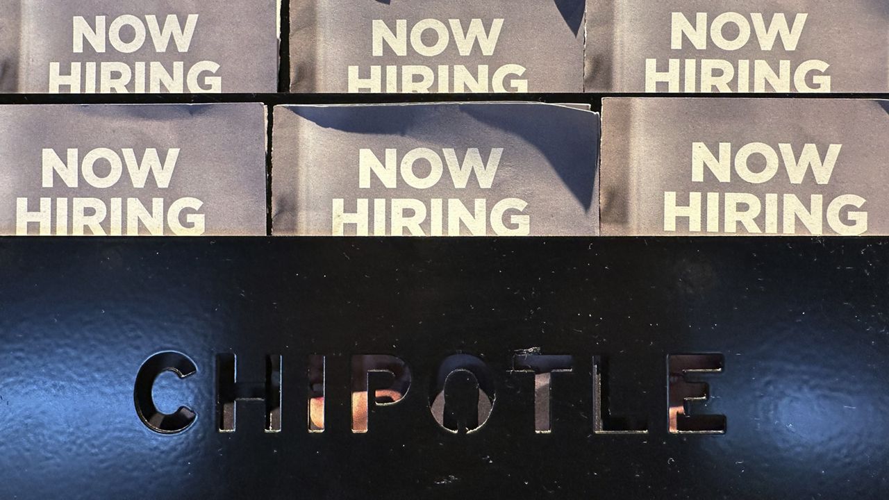 Hiring signs are displayed at a restaurant in Buffalo Grove, Ill., on Nov. 3, 2024. (AP Photo/Nam Y. Huh, File)