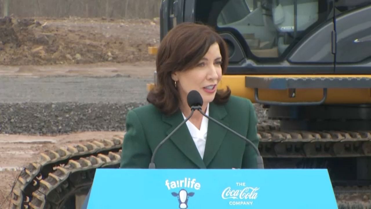 Gov. Kathy Hochul at the groundbreaking of a new fairlife production facility in Webster (Spectrum News 1)