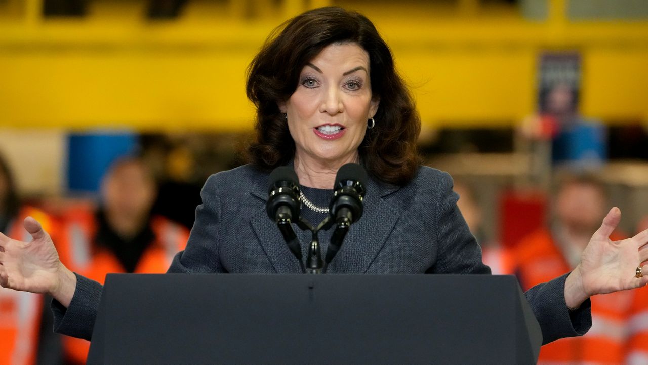 New York Gov. Kathy Hochul speaks on Tuesday, Jan. 31, 2023 in New York.