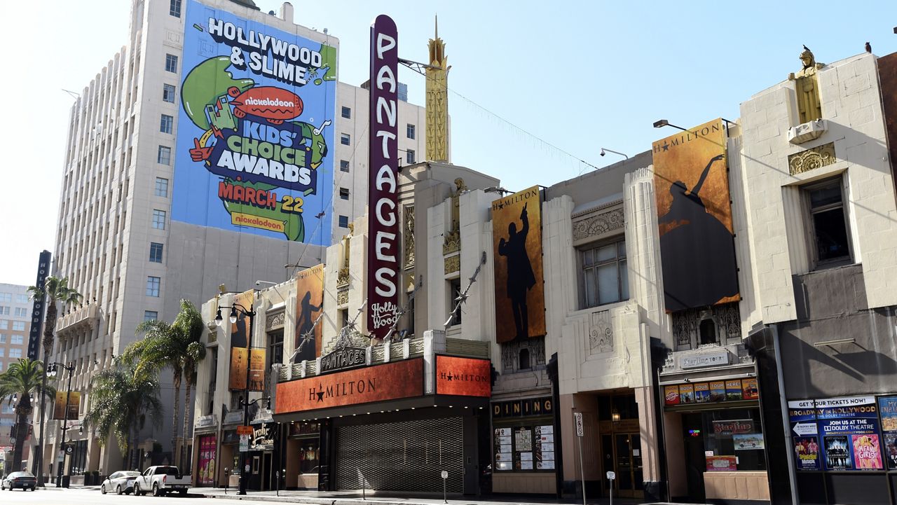 The Hollywood Pantages theater is pictured, Tuesday, April 28, 2020, in Los Angeles. (AP Photo/Chris Pizzello)