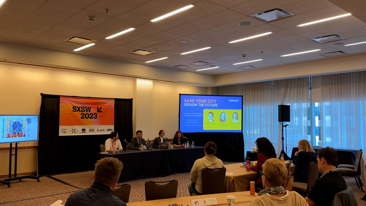 At SXSW’s "Save Your City: Design the Future" workshop, experts from the University of Texas-Austin and HafenCity University shared ways to use group participation to potentially solve large city-based issues. (Spectrum News 1/ Dylan Scott)