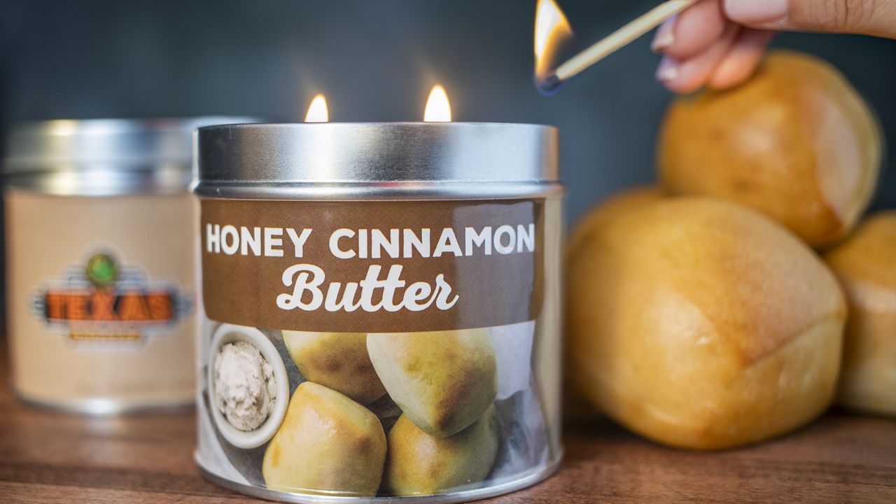 Louisville-based Texas Roadhouse is selling limited-edition candles featuring the scent of their famous biscuits and honey cinnamon butter (Texas Roadhouse)