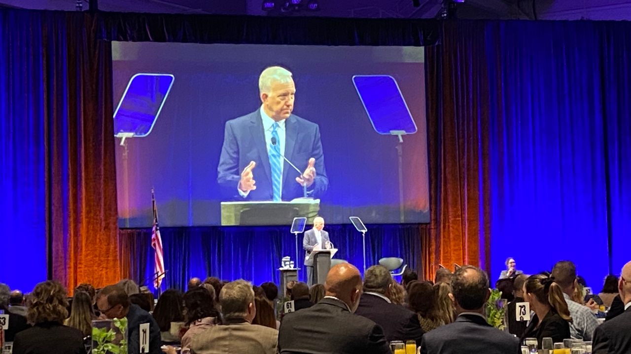 Mayor Dan Horrigan delivered his final state of the city speech to a full house at the John S. Knight Center on Wednesday. (Spectrum News 1/Jennifer Conn)