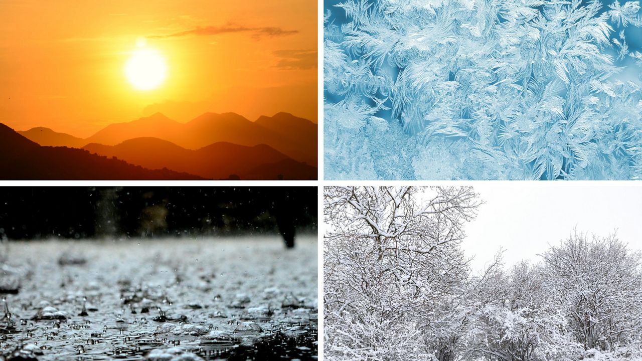 Hot cold rain snow collage