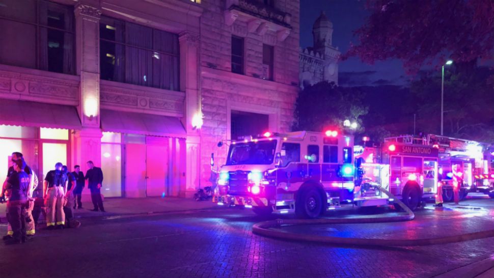 Fire crews outside the Mokara Hotel Wednesday Morning. (Annette Garcia)