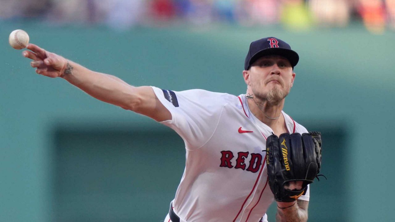 Boston Red Sox's Tanner Houck delivers a pitch to a Oakland Athletics batter in the first inning of a baseball game Thursday, July 11, 2024, in Boston. (Associated Press/Steven Senne)