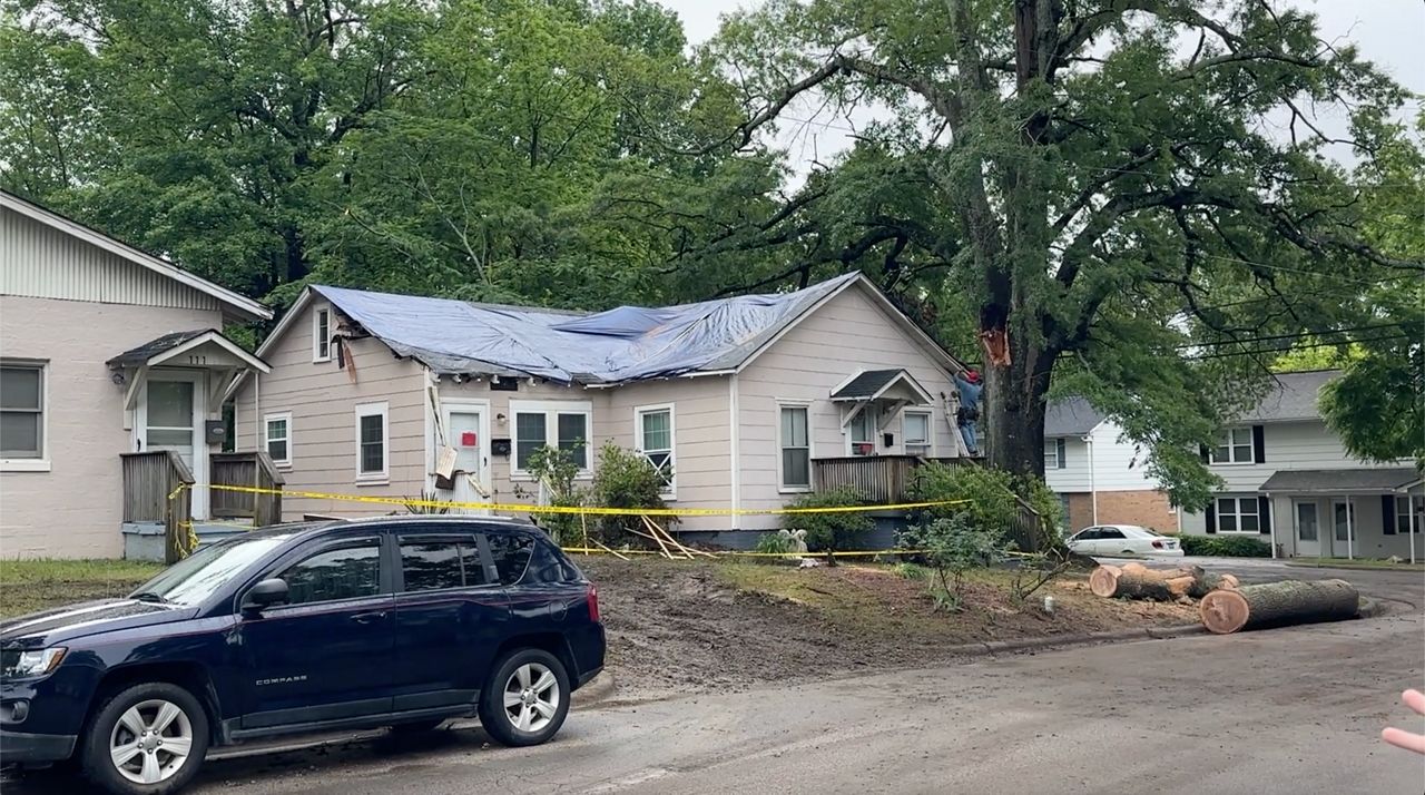 A Cary duplex was damaged by fallen tree limb Monday. No one was injured. (Spectrum News 1/Jatrissa Wooten)