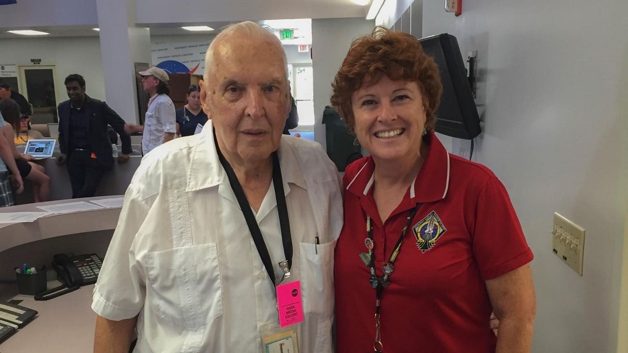 Hugh Harris (left) with Kate Perez (right) at Kennedy Space Center. (Kate Perez)